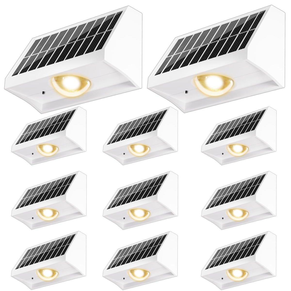 Solar Fence Lights Outdoor Waterproof High Brightness LED Spot Lens Deck Lights 7 Mode Warm & Cool White RGB Solar Powered Wall Lighting Decor