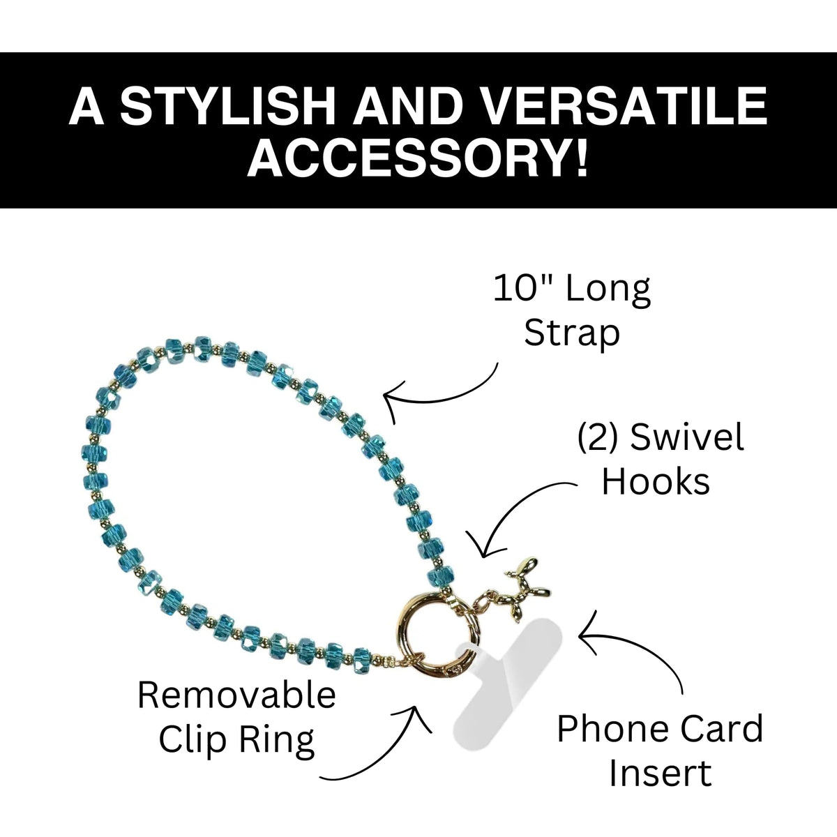 Save the Girls Clip and Go Phone Wristlet (Aqua) - Hands Free Phone Wrist Strap - Multifunctional Women’s Bracelet or Necklace Holder On Strap