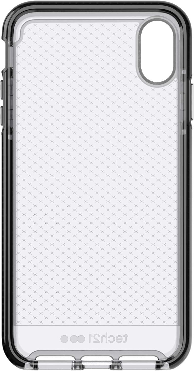 tech21 Protective Back Case Cover for Apple iPhone Xs Max, Thin Evo Check Pattern, Smokey Black