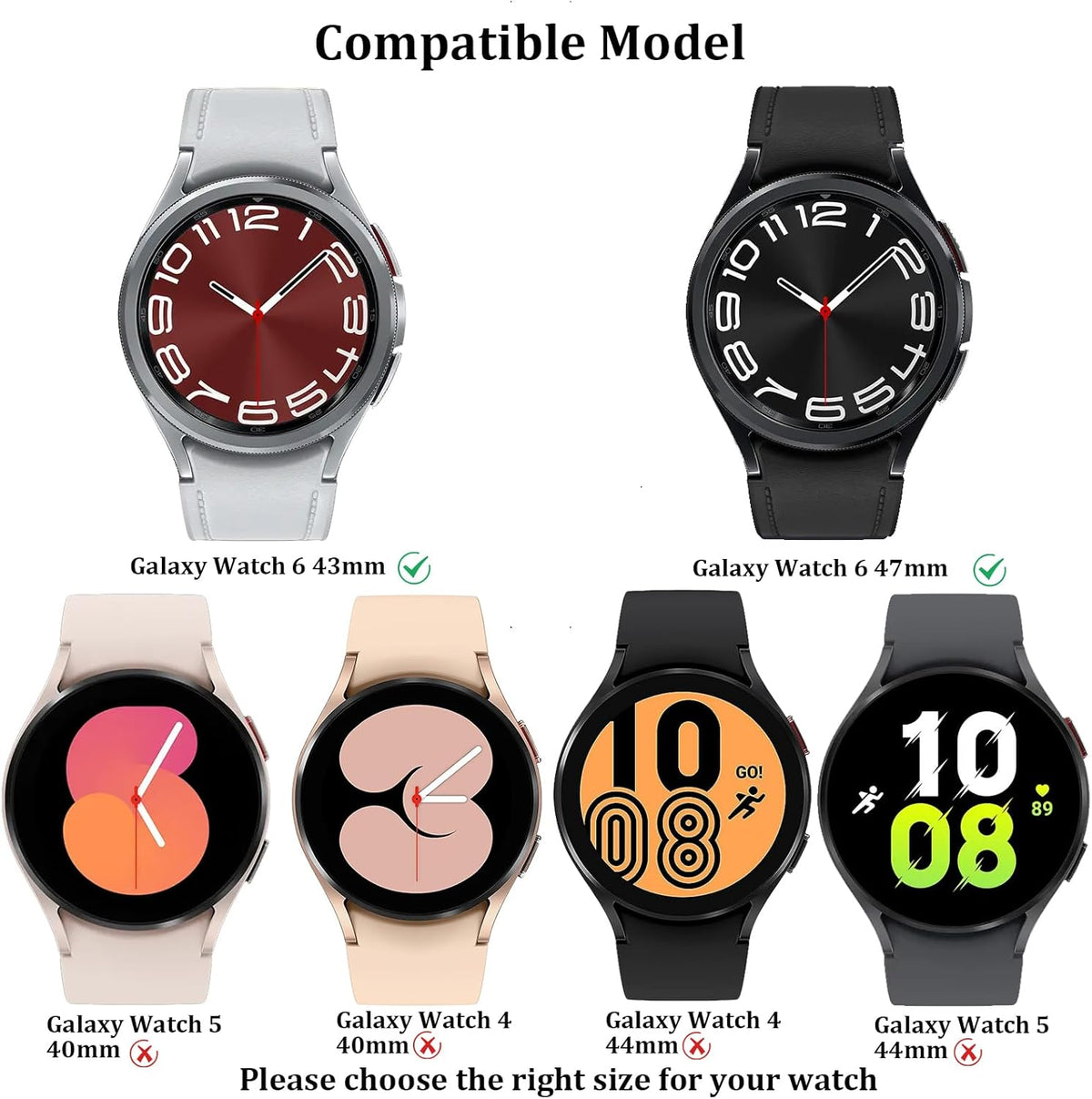 [6+6Pack] Samsung Galaxy Watch 6 Classic Screen Protector Case 43mm - Anti-Fog Tempered Glass Waterproof Bumper Cover
