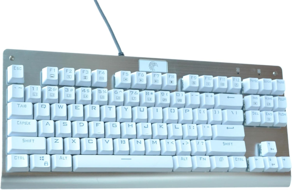 Granvela OUTEMU Brown Switches Mechanical Keyboard - 87-Key Tenkeyless | Rainbow LED Backlit | NKRO(N-Key Rollover) | Hot Swappable | Tenkeyless |Aluminium Panel -White