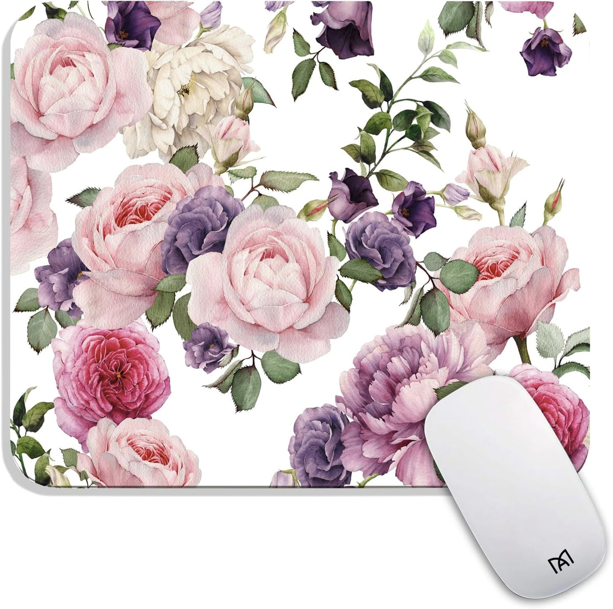 Square Mouse Pad Floral Roses,Personalized Premium-Textured Custom Mouse Mat Design,Washable Mousepad Cloth,Non-Slip Rubber Base Computer Mouse Pads for Wireless Mouse