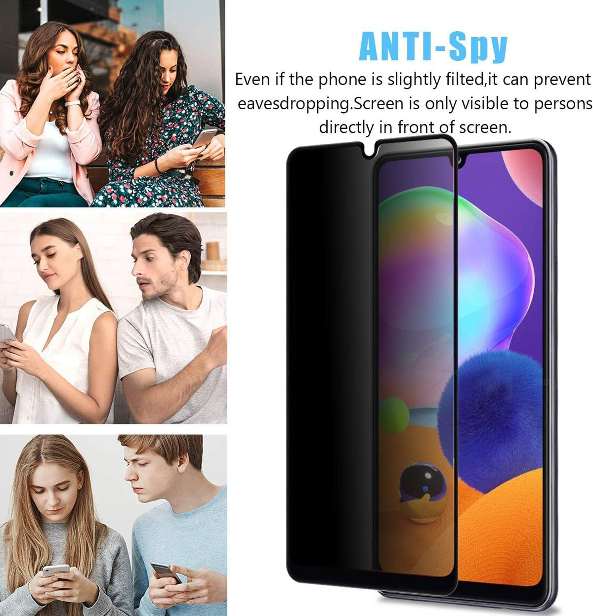 Anbzsign [2 Pack] Privacy Screen Protector for Samsung Galaxy A32 5G 6.5-inch, Full Coverage Anti-Spy Tempered Glass