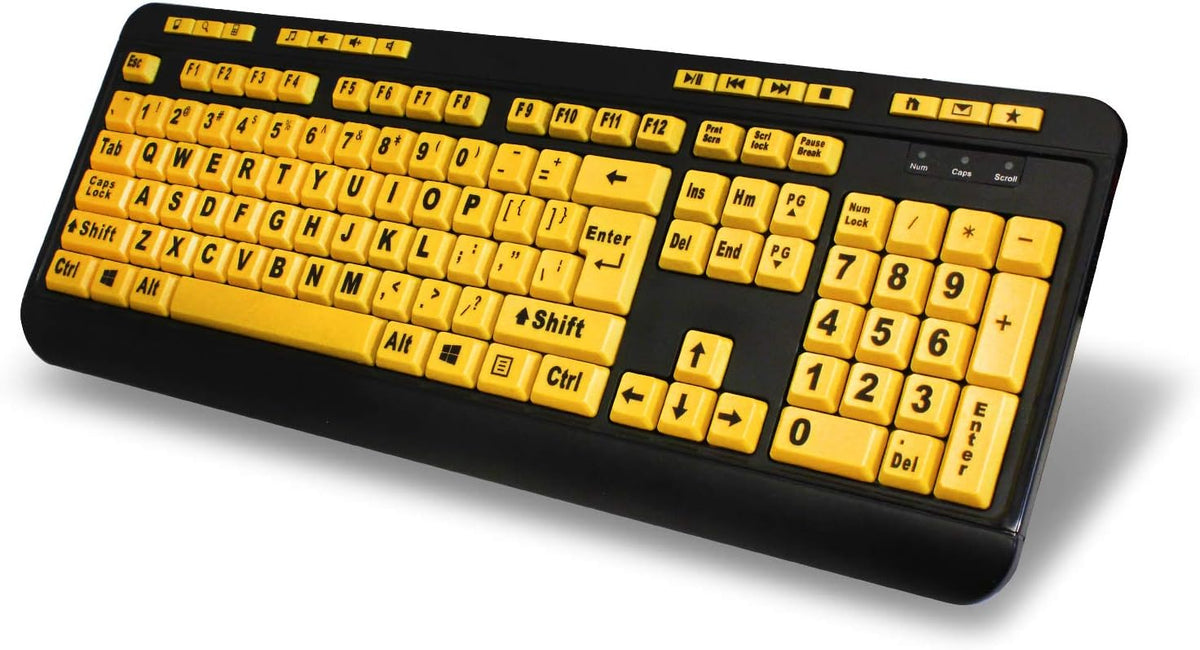 EasyTouch 132 Multimedia Desktop Keyboard, Black - Adesso AKB-132UY, Florescent Yellow