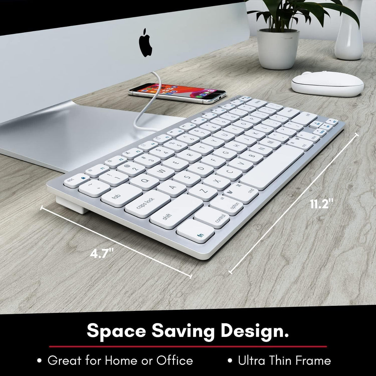 Macally Small USB C Keyboard, Plug & Play Wired Apple Keyboard for Mac mini, MacBook Pro/Air, iMac, iPad, Windows