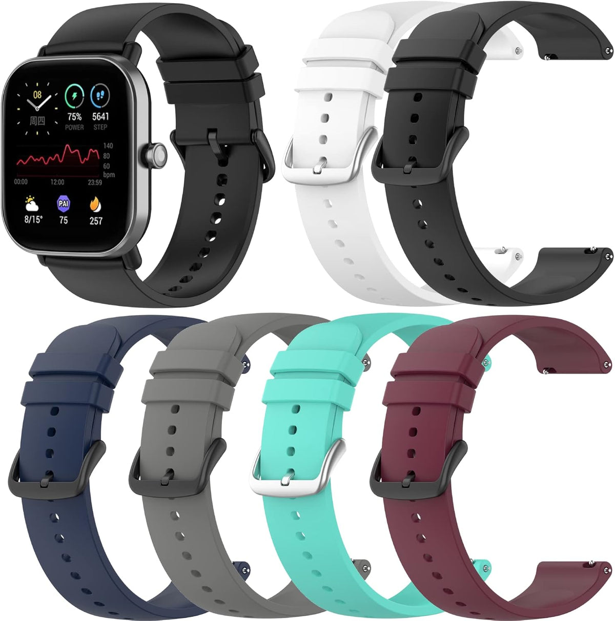 Adjustable Replacement Bands for RUIMEN Smart Watch, Silicone Bands for Women Men