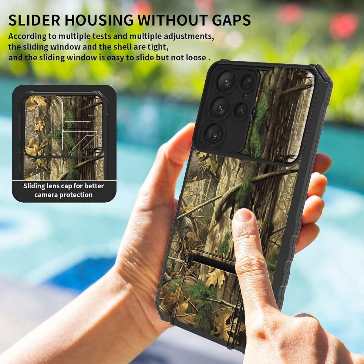 Rossy for Samsung Galaxy S23 Ultra Case, Dual Layer Hybrid Shockproof Protective Case with Slide Camera Cover
