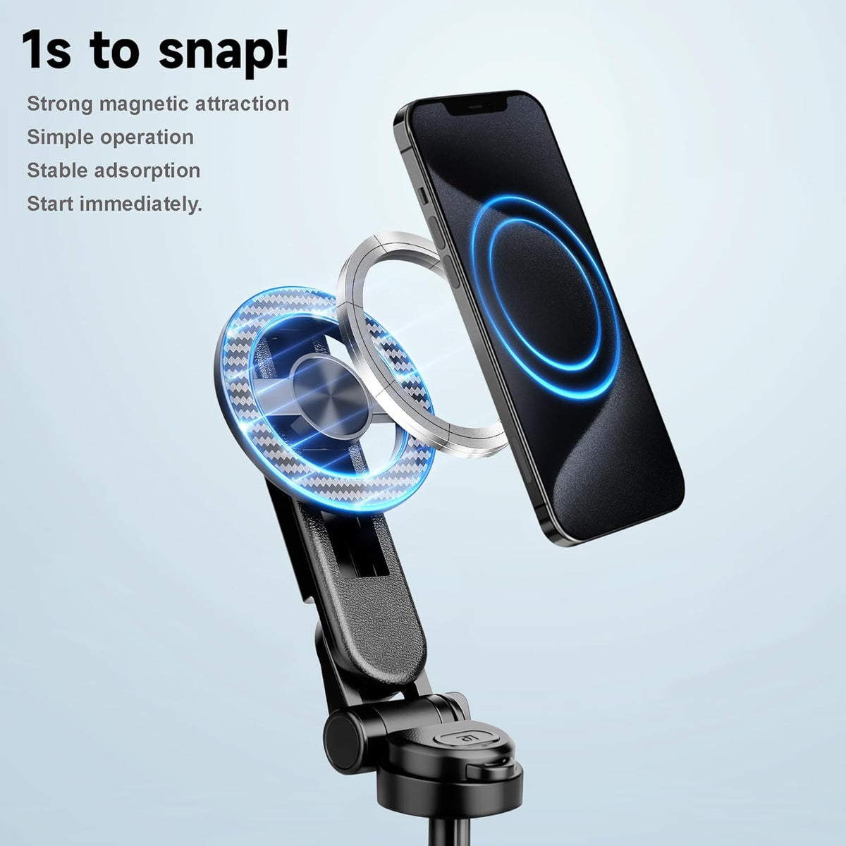 Selfie Stick for iPhone, Magnetic Tripod with Detachable Wireless Remote & Portable Tripods for iPhone - 3 in 1 Tripod for Video Recording, Live Streaming, Desktop Mobile Phone Stand