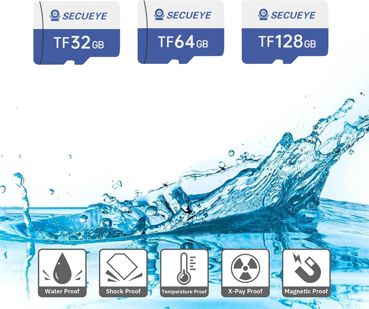 SECUEYE 128GB TF Memory Card Class 10 for Security Camera, Dash Cam, High Speed Reading/Writing