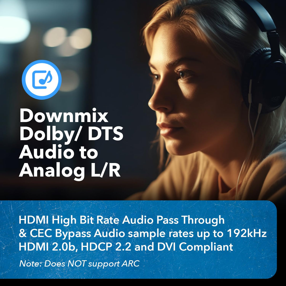 OREI 4K HDMI Audio Decoder Extractor, Downmix Audio Decoding DTS to Analog 3.5mm Jack Support Headphone/Speaker L/R Outputs or Optical SPDIF (HDA-913)