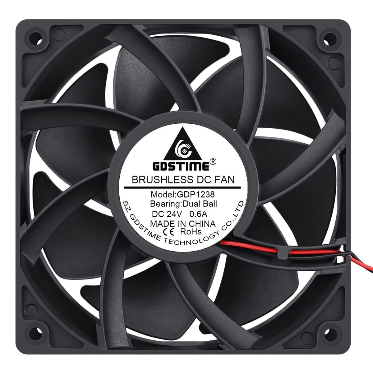 Gdstime High Airflow 24V 120Mm X 120Mm X 38Mm Dual Ball Bearing 5 Inch Brushless Cooling Fan