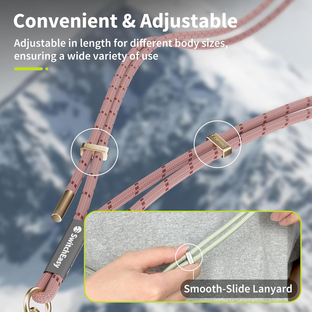 SWITCHEASY 6mm Adjustable Crossbody Phone Strap Compatible with Most Phones, Anti-Theft & Ant-Drop, Hands Free for Phone Lanyard Crossbody with Strap Card Phone Tether Tab - EasyStrap (Midnight Navy)
