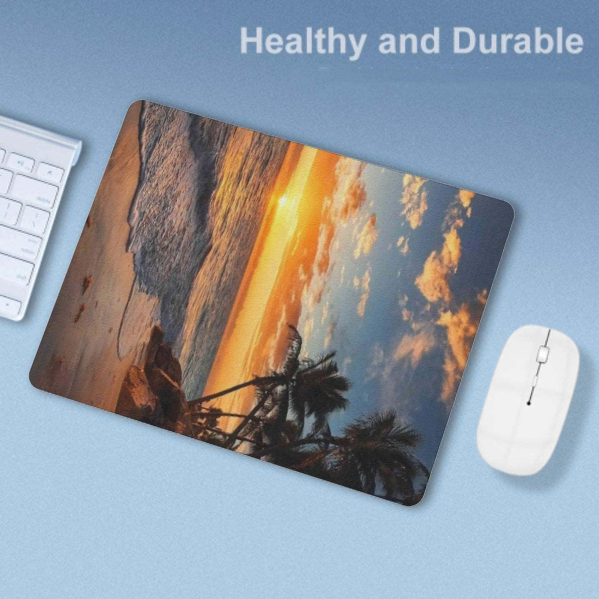 Sunset Beach Mouse Pad, Square Mousepad,Waterproof Mouse Mat Non-Slip Rubber Base MousePads for Office Home Laptop Travel, 9.5"x7.9"x0.12" Inch