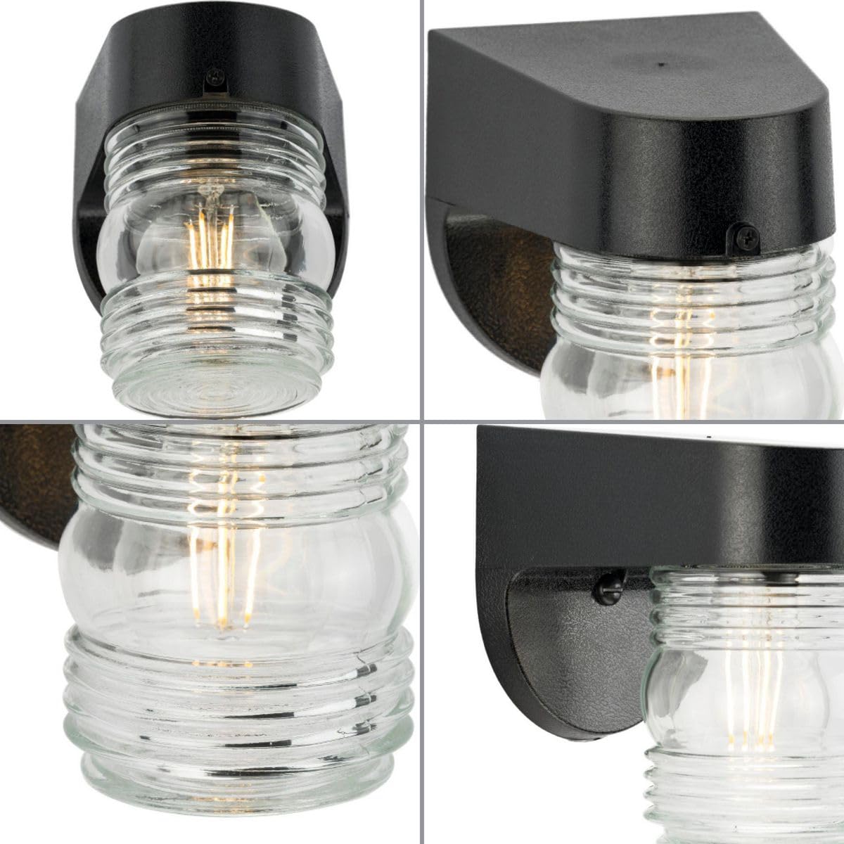 Progress Lighting Polycarbonate Outdoor 1-Light Clear Lexan Traditional Outdoor Wall Light Textured Black