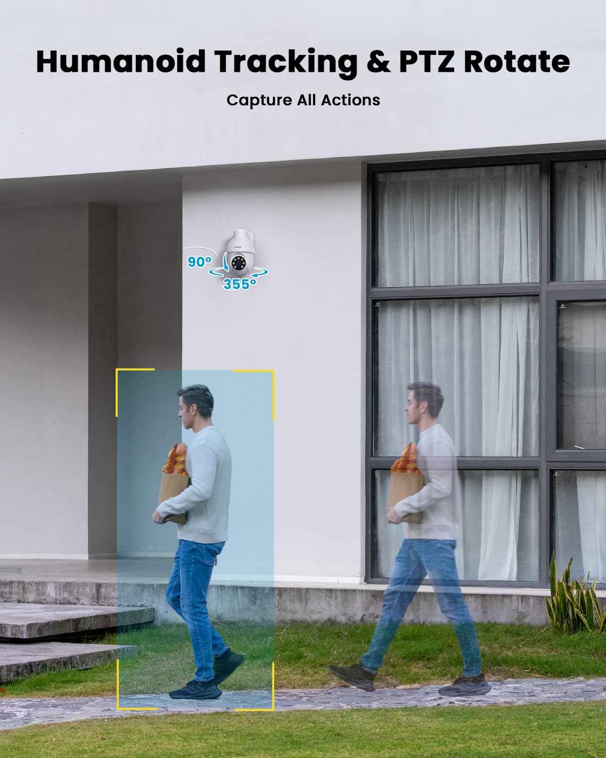 ieGeek 8MP PoE Security Camera System, 4pcs Wired Outdoor Cameras for Home Security with 355°Pan 90°Tilt, 8CH NVR with 2TB HDD, Automatic Human