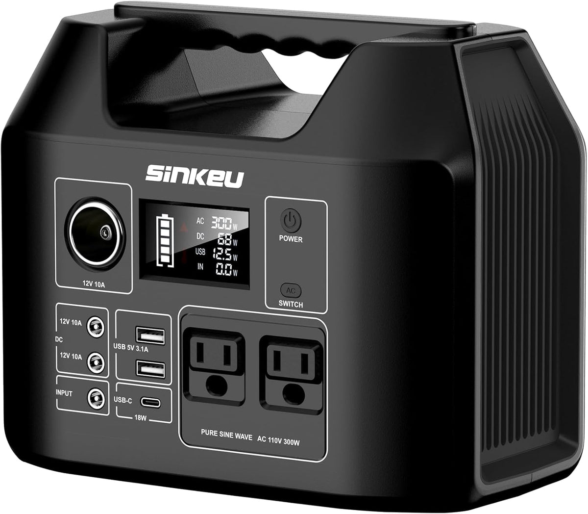 SinKeu Portable Power Station 80000mAh,256Wh LiFePO4 Battery Backup,300W AC Outlets, Power Bank for Hurricane Emergency Outdoor Camping RVs Home