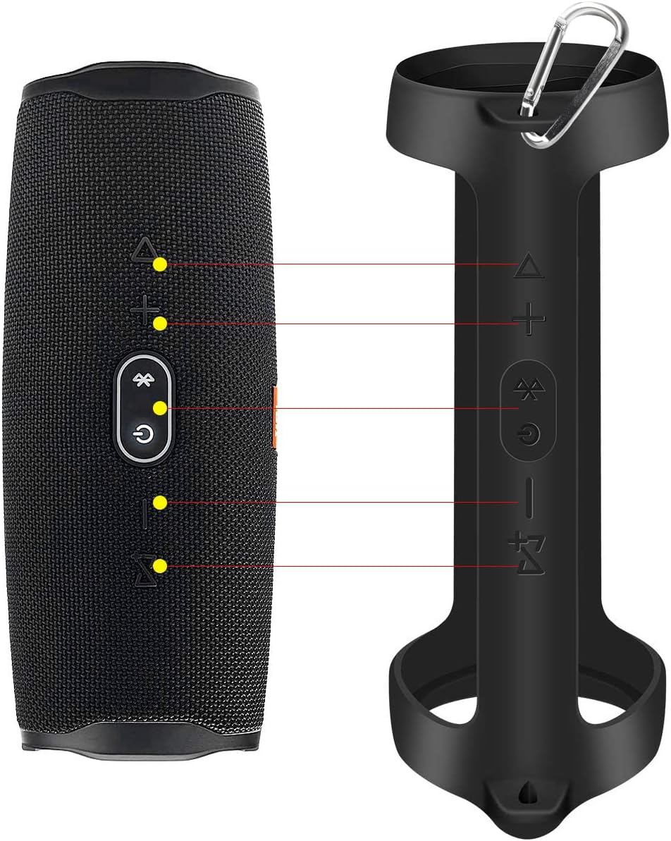 Silicone Case Cover for JBL Charge 4 Portable Waterproof Speaker, Soft Skin with Strap, Black