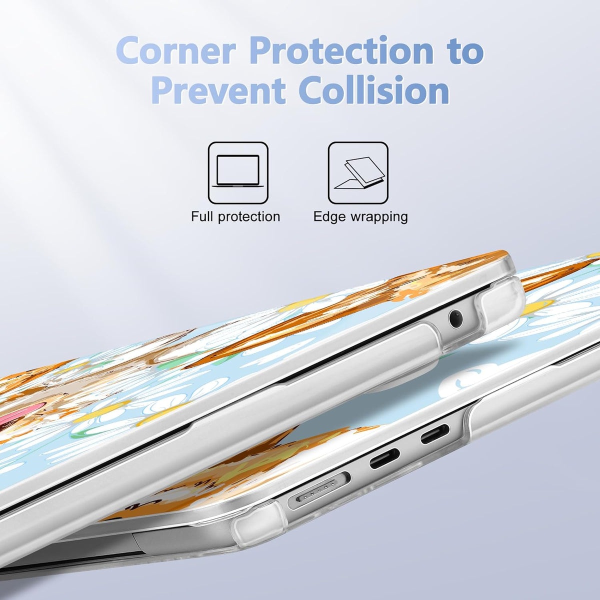 Case for MacBook Air 15 Inch 2025 2024 2023 Release M4 A3241 M3 A3114 M2 A2941, Hard Shell with Screen Protector & Keyboard Cover, Compatible with Touch ID, Cute Corgi Dog