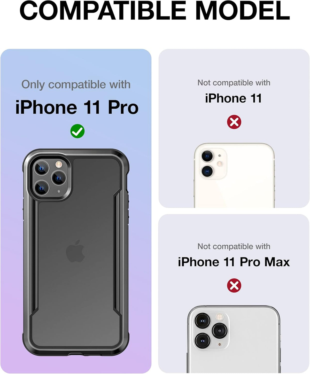 Raptic Shield for iPhone 11 Pro - Shockproof Clear Case, Military 10ft Drop Tested, Durable Aluminum Frame,