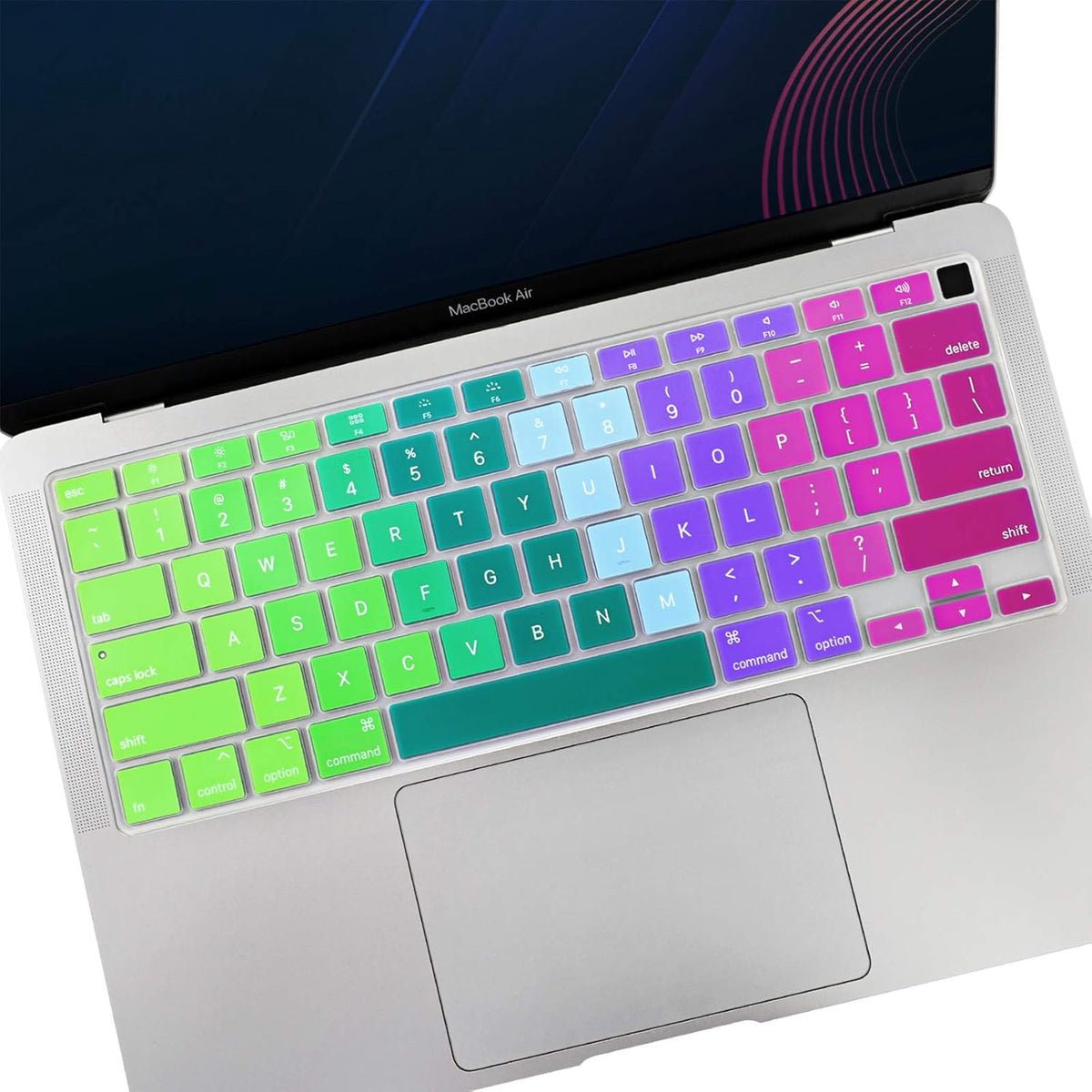 Allinside Silicone Keyboard Cover for New MacBook Air 13 inch A2179 Released in 2020 with Touch ID and Retina Display US Version, Rainbow