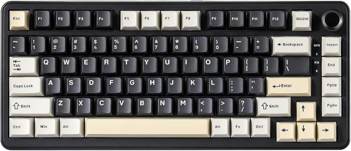 YUNZII B75 Mechanical Keyboard,75% Layout with Knob,Hot Swappable RGB Backlit Gasket Mounted, Creamy Typing, Double-Shot PBT Keycaps,Cherry Profile,for Win/Mac (Black, Milk V2 Linear Switch)