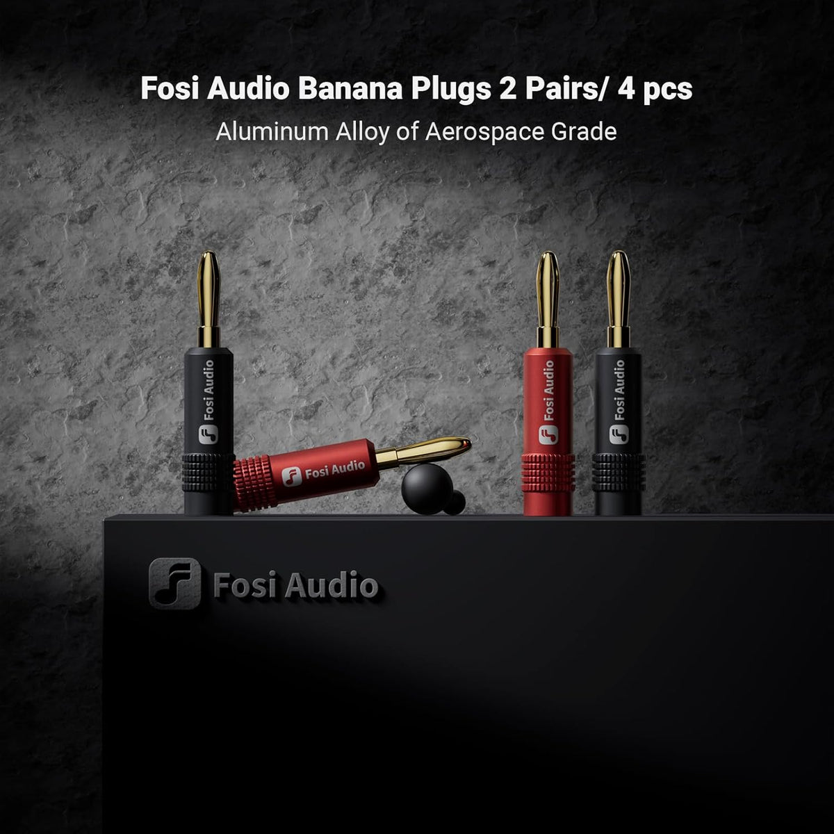 2 Pairs/4 Fosi Audio Banana Plugs for Speaker Wire, PCS Gold Plated Speaker Plugs for Home Audio Stereo
