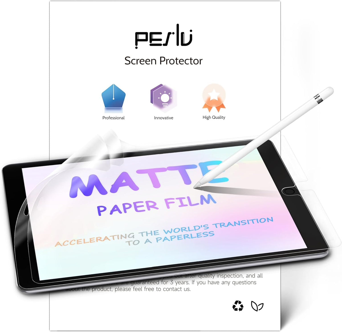 2 Pack Like Paper Screen Protector for iPad 9th/8th/7th (10.2-Inch, 2021-2019), Matte Anti Glare PET Film/Blue Light Filter Eye Protection Cover/Drawing & Writing Feel Like on Paper