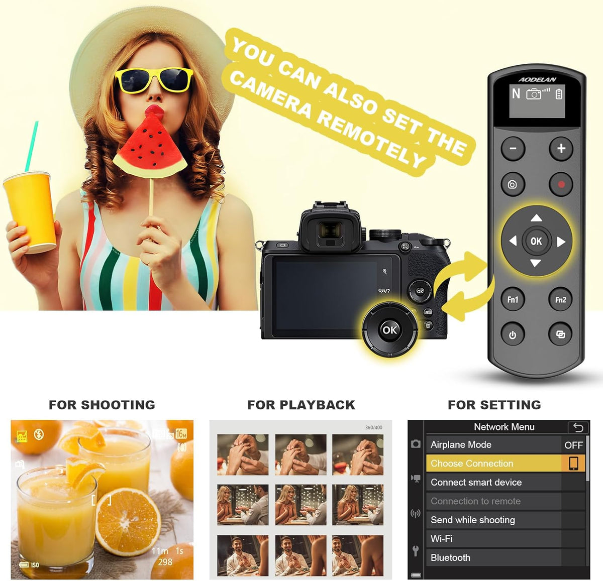 Remote Control for Nikon Camera,USB-C Rechargeable Wireless Shutter Release with OLED Screen – Video, Zoom & Focus Control for Nikon A1000, B600, P1000, P950, Z6III, Z30, Z50II, Zfc, Z5 (Black)