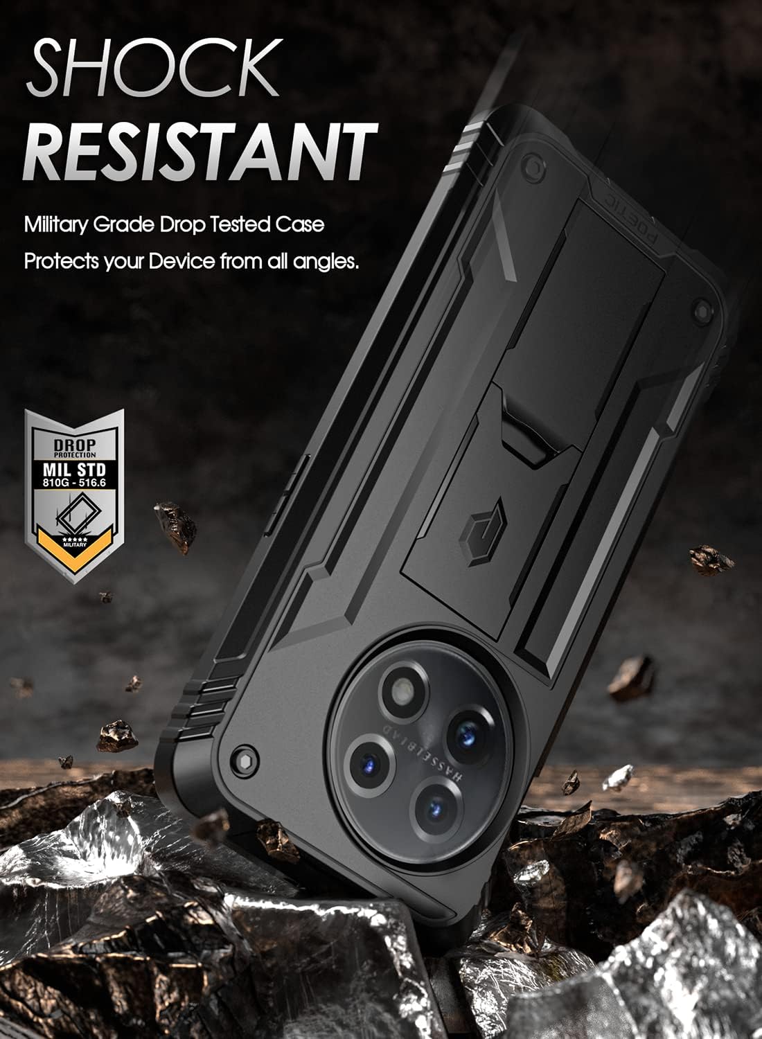 Poetic Revolution Case for OnePlus 11 5G, Full-Body Rugged Shockproof Cover with Kickstand and Screen Protector