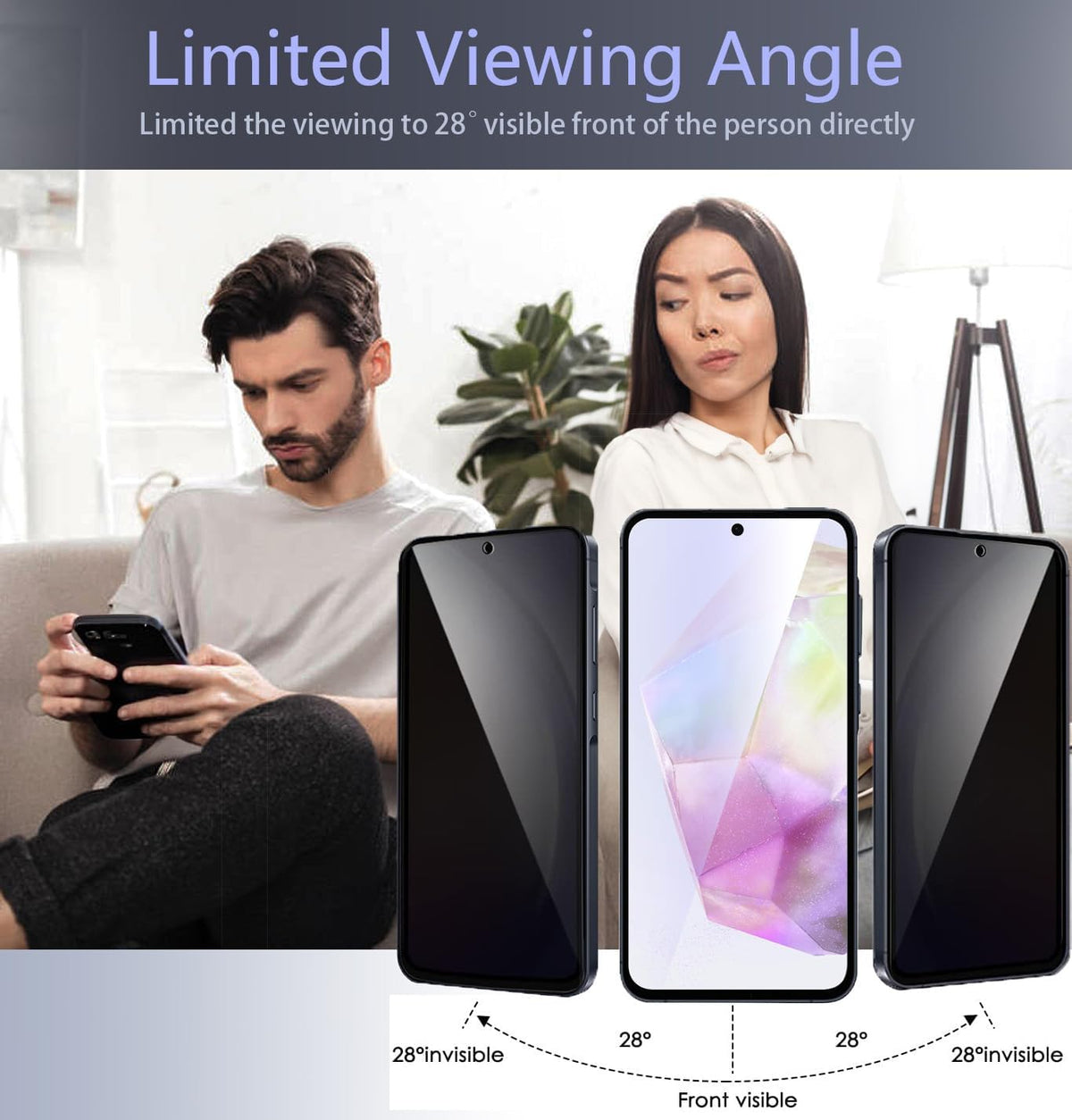 Samsung Galaxy A35 5G Privacy Screen Protector with Camera Lens Protector [2+2 Pack], 9H Hardness, Anti-Scratch,