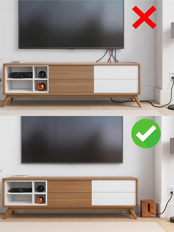 Large Cable Management Box - Acacia Wood - Cable Organizer Box and Power Strip Box for Electrical Cord Management - Hide Desk Cord and Floor Cables - Wire Storage and Organization for Cords