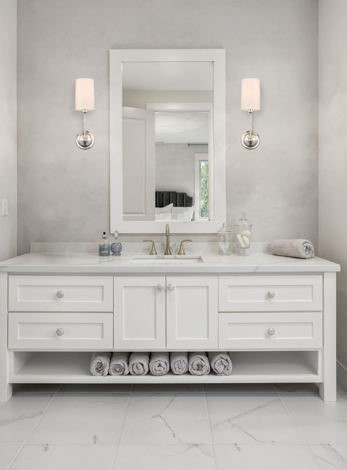 Innovations Lighting 372-1W-PN-S1 Giselle 1-Light Dimmable Wall Sconce Light Fixture with Off-White Shade for Hallway, Bedroom, Dining Room, or Office