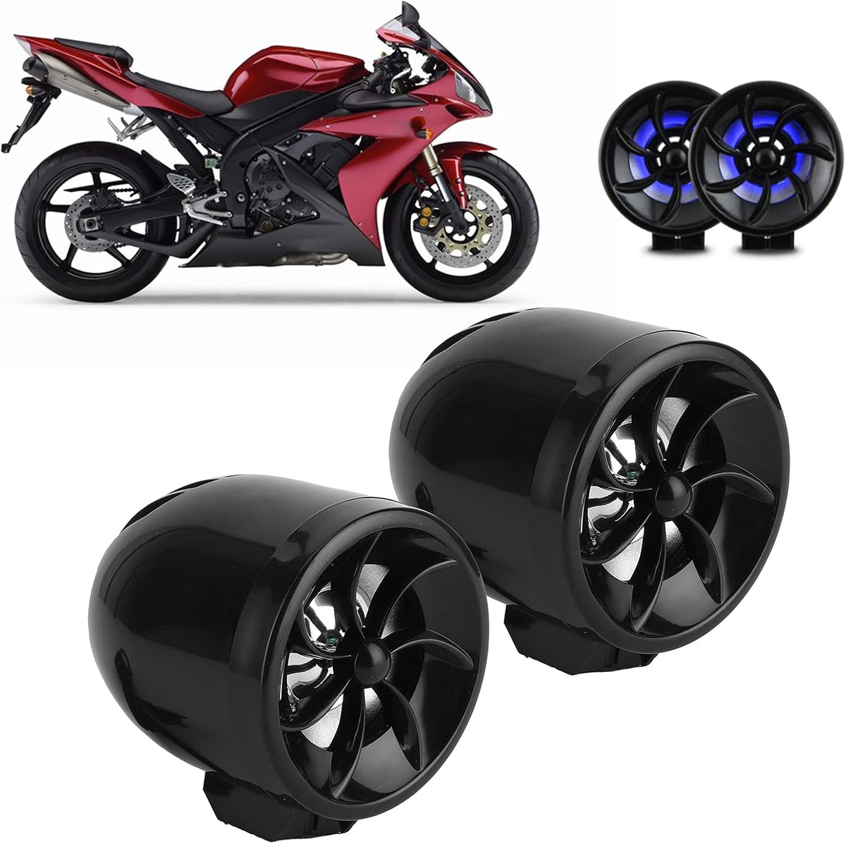 Motorcycle Speaker, 12V Audio Music Amplifier High Power Loudspeaker with Light Effect