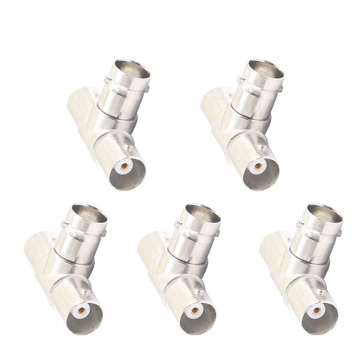 PNGKNYOCN 3 Way BNC Splitter?T Type Female to Female Jack Coaxial Connector Splitter for Coaxial Cable, CCTV, Antenna(5-Pack)