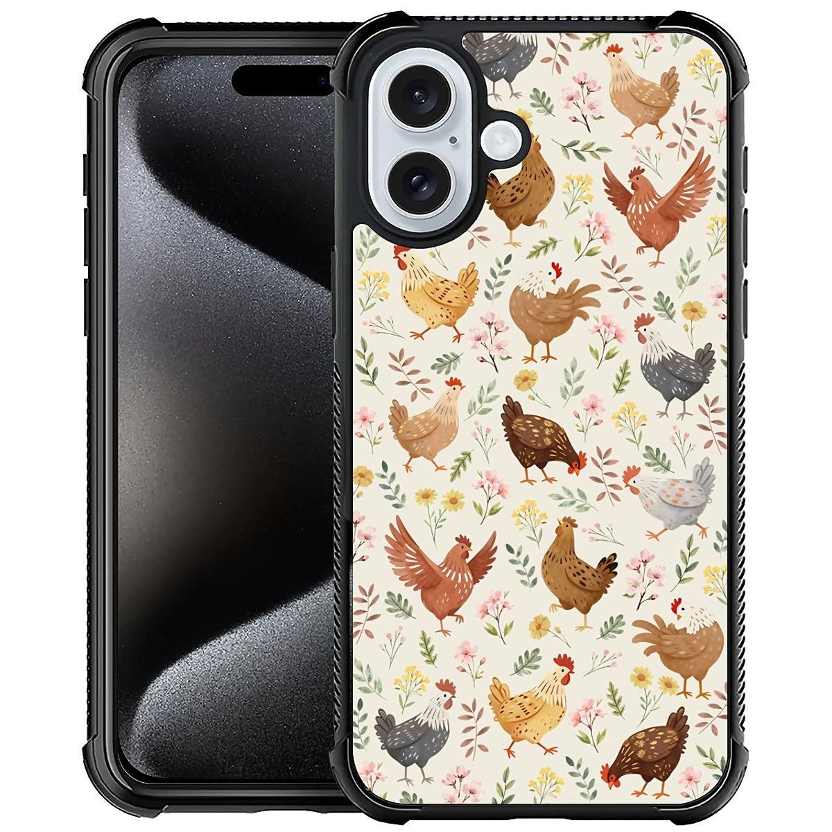 Deaorew For Iphone 16 Plus Case | Classic Slim Cover Design | Countryside Chicken Flowers