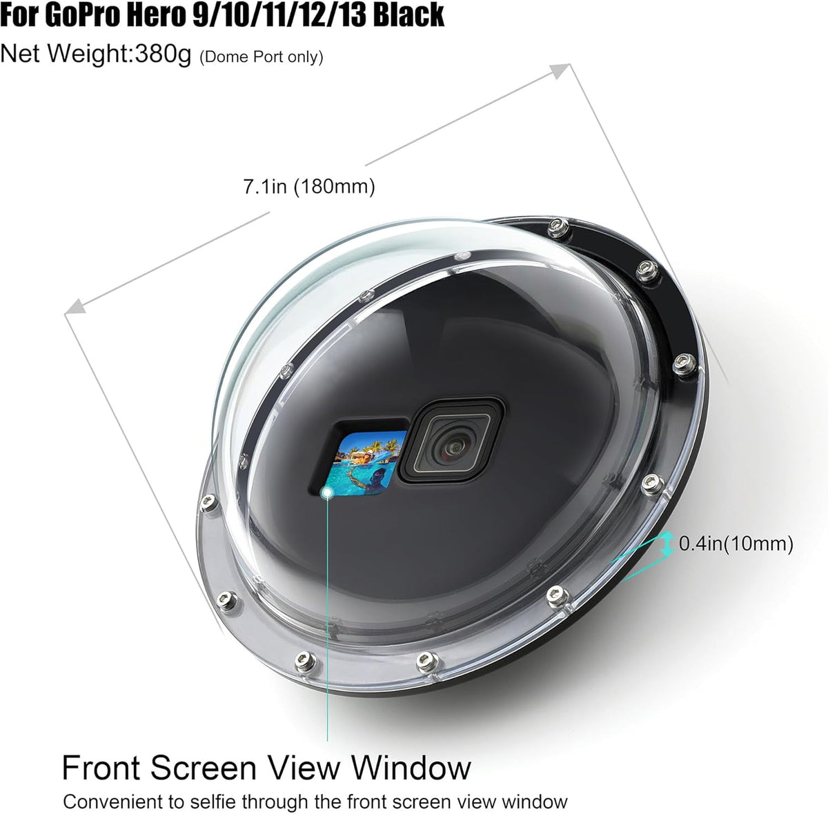 Dome Port for GoPro Hero 9 10 11 12 13 Black- Underwater Waterproof Dome Port Housing Case + Floating Hand Grip + Trigger Accessories for GoPro Action Cameras