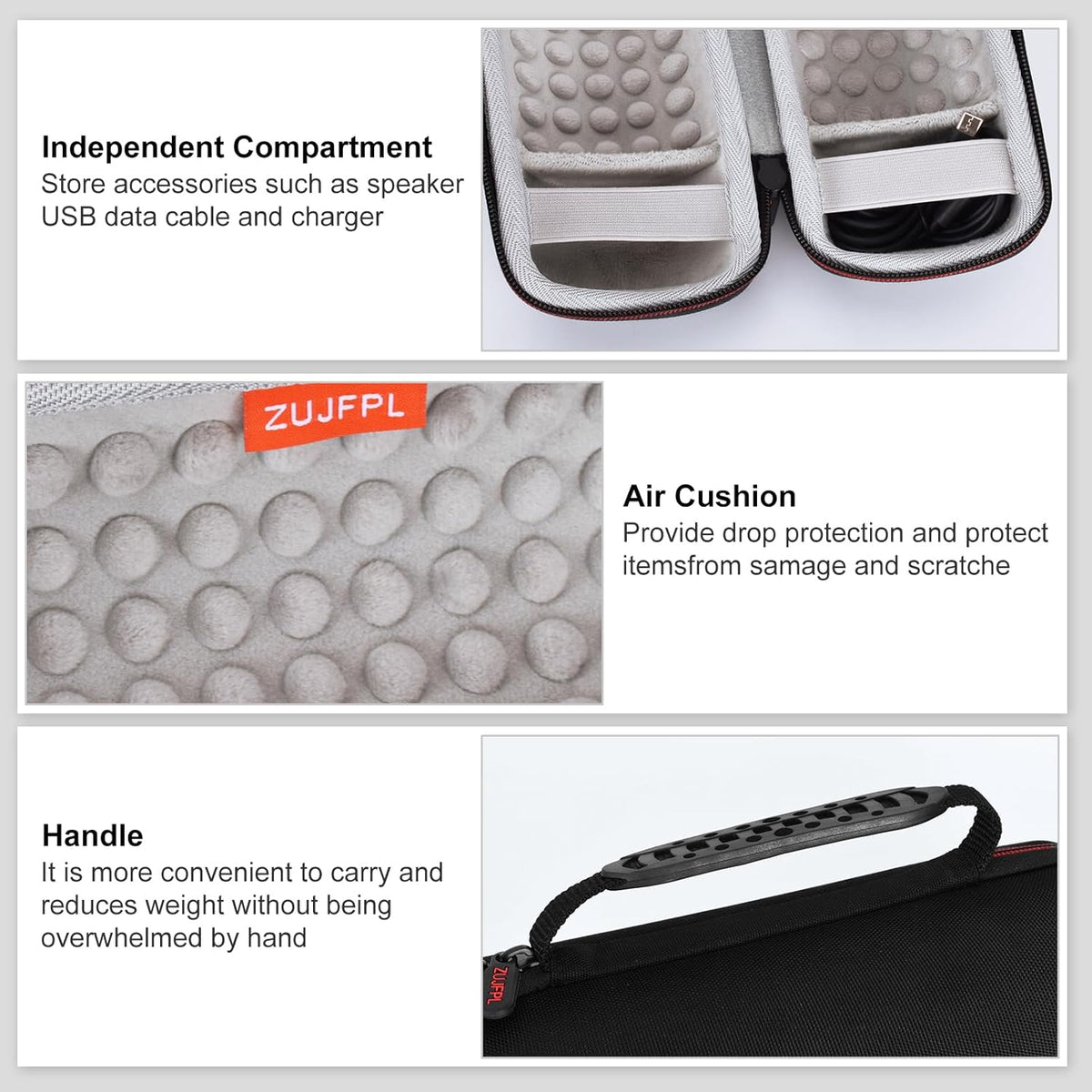EVA Hard Case for JBL Flip 6 Flip 5, Waterproof Portable Bluetooth Speaker Storage Bag, Fits USB Cable and Charge