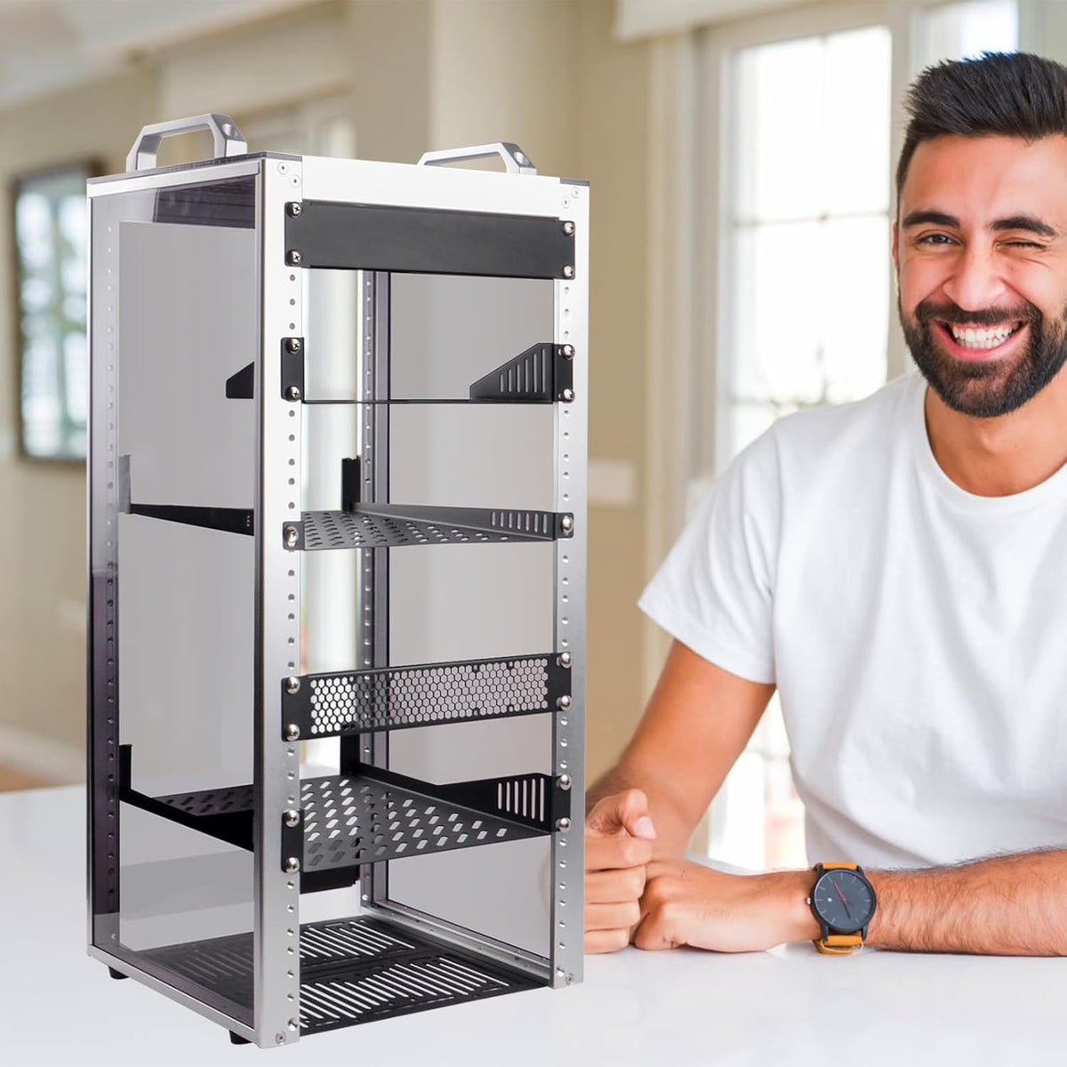 GeeekPi 12U Server Cabinet, 10 inch Server Rack for Network, Servers, Audio, and Video Equipment, DeskPi RackMate T2 Rackmount, 10.23 inch Depth
