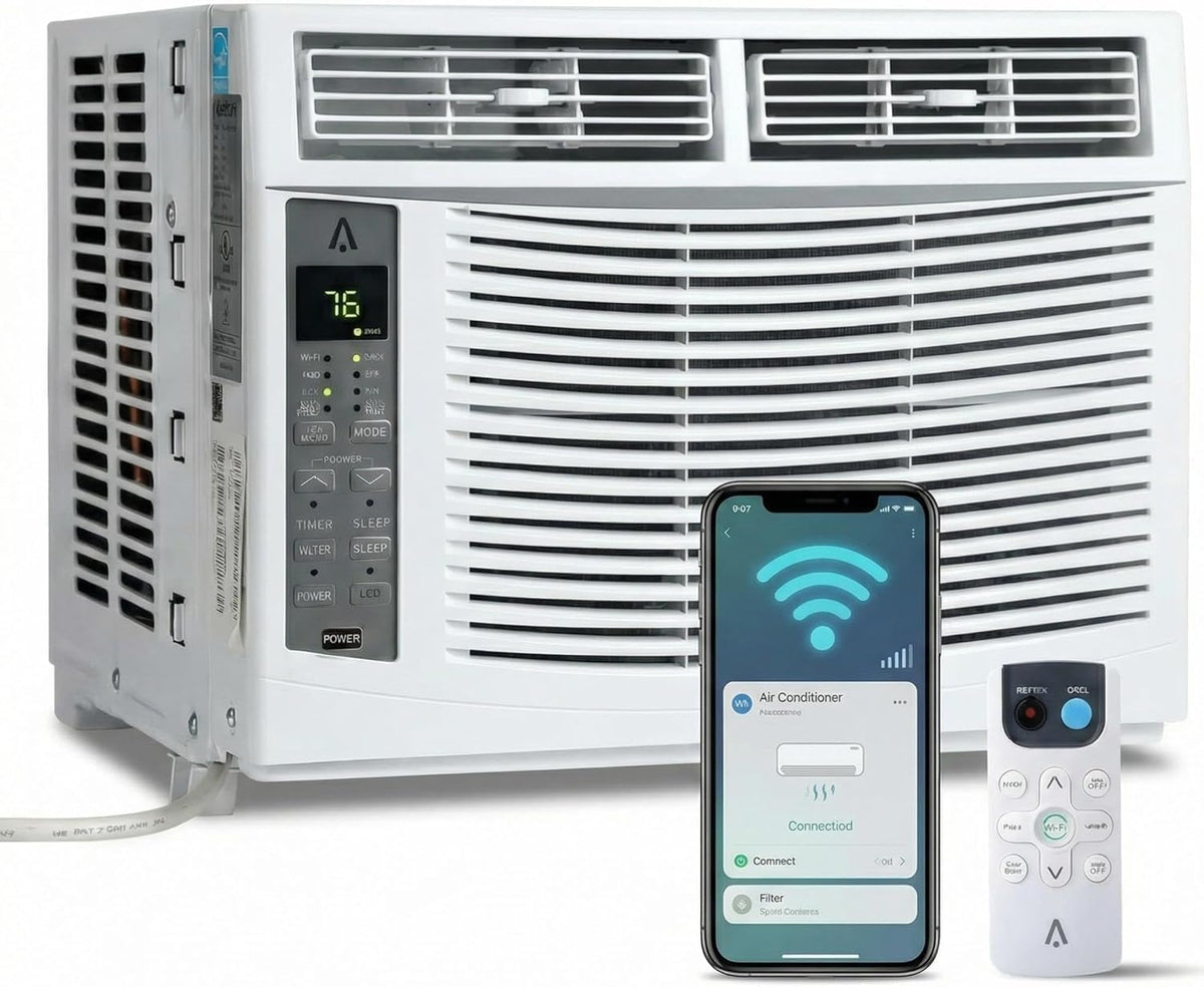 Garvee 8,000 Btu U-Shaped Window Air Conditioner, Wifi & App Control, Ultra Quiet, Enabled Saddle Window Ac Unit Cools Up To 350