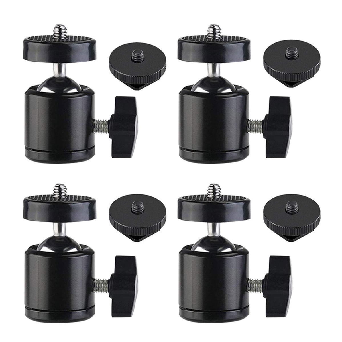 SLOW DOLPHIN Hot Shoe Mount Adapter 360 Degree Swivel Mini Ball Head 1/4 Tripod Screw for Cameras, Camcorders, Smart Phone, LED Video Light