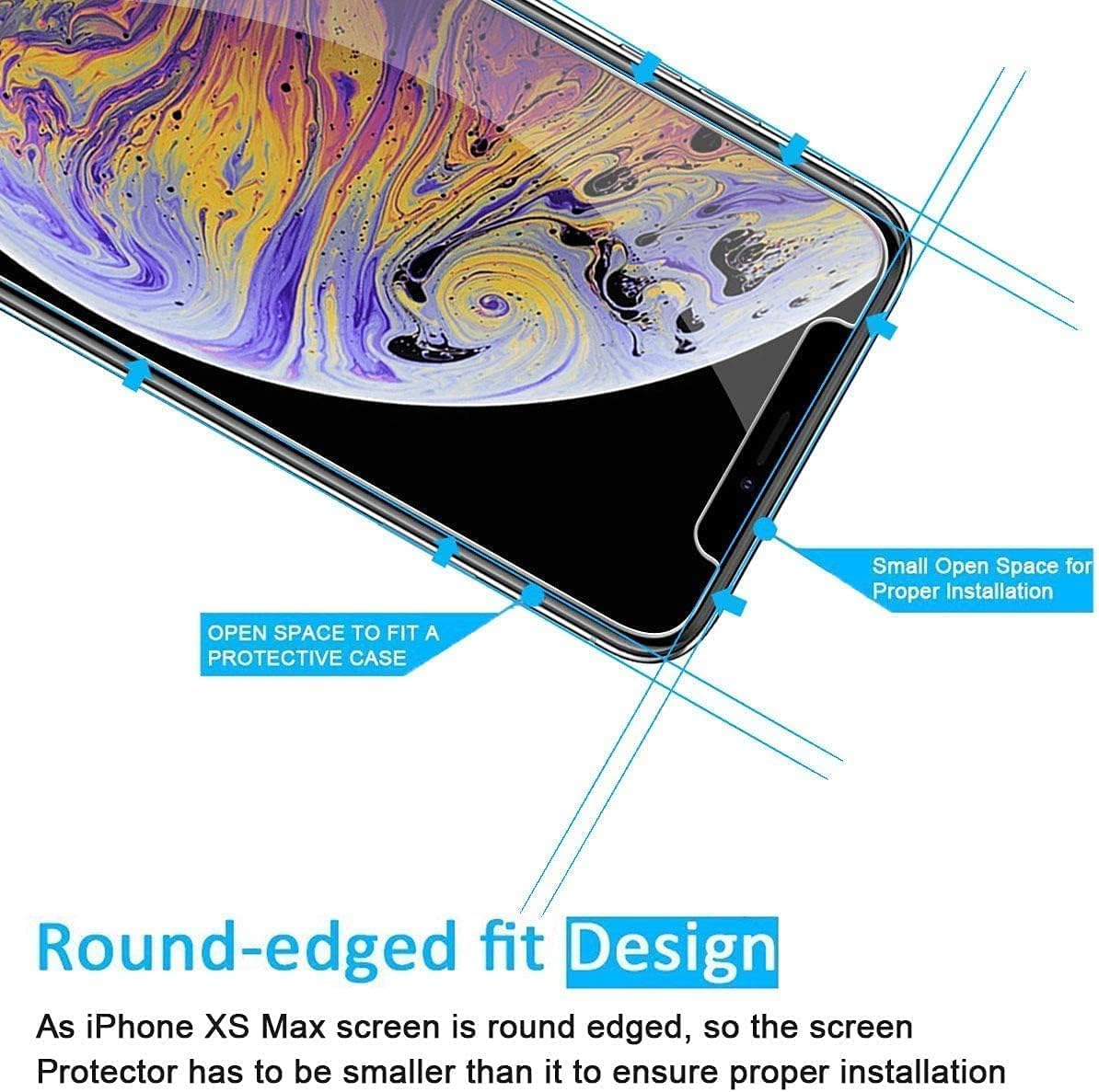 NEW'C 3 Pack Designed for iPhone 11 Pro Max and iPhone XS Max Screen Protector (6.5"), Enhanced Tempered Glass Protection, Case Friendly, Ultra Resistant