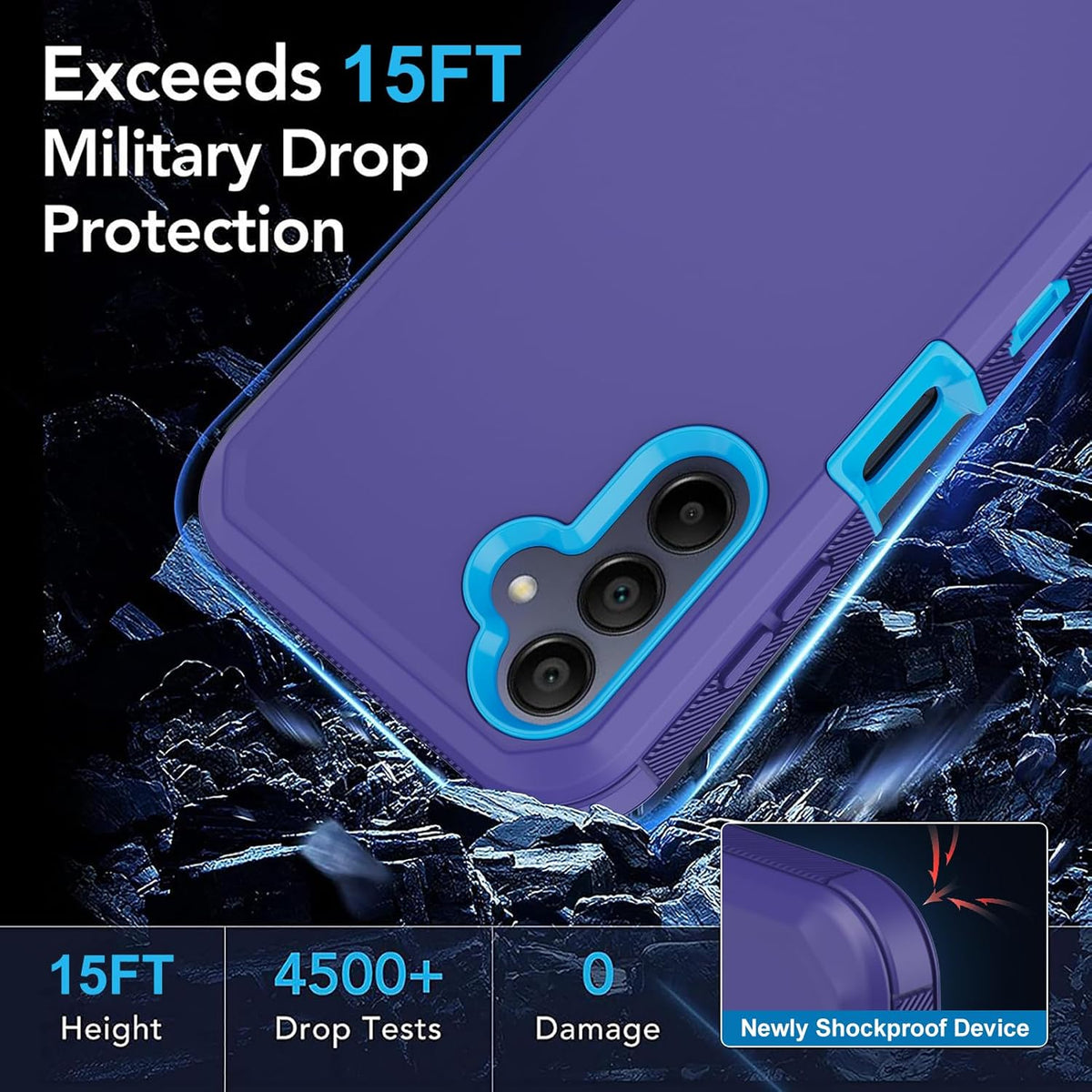 Shop Samsung Galaxy A15 5G Case - Rugged, Heavy Duty, Full Body Protection with Built-in Screen Protector (Blue).