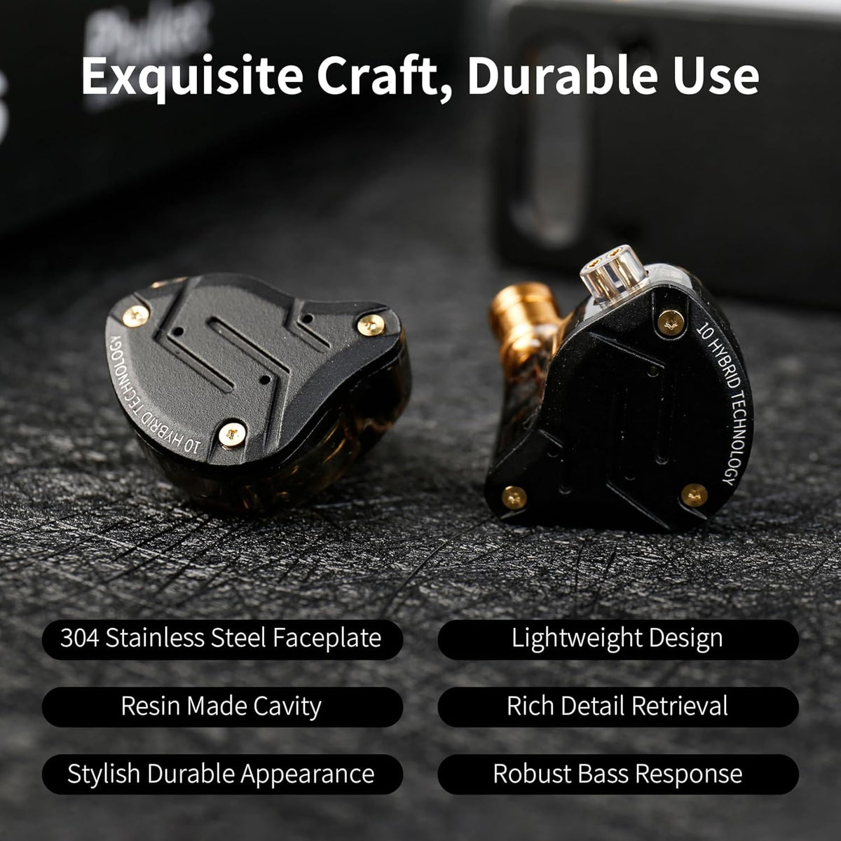 Kinboofi KZ ZS10 Pro IEM Headphone, in Ear Monitor Headphone, 4BA 1DD KZ Wired Earphone Multi Driver in Ear Earphone,IEM Earphone on Stage Monitor for Singer Guitarist Drummer (Matte Black No Mic)