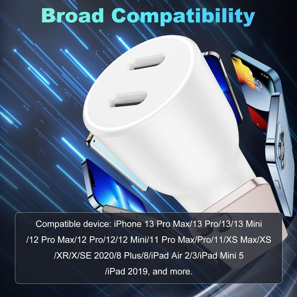 For iPhone 14/13/12 Pro Car Charger Fast Charging, [Apple MFi Certified] USB Type C Car Charger Fast Charge, 45W Dual