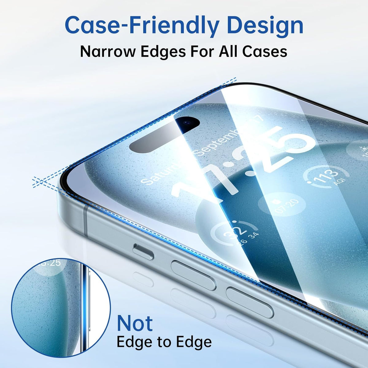 SYNCWIRE iPhone 15 Screen Protector [6.1 inch] - 3 Pack, HD Clear, Shatterproof, Scratch Resistant, Easy Install,