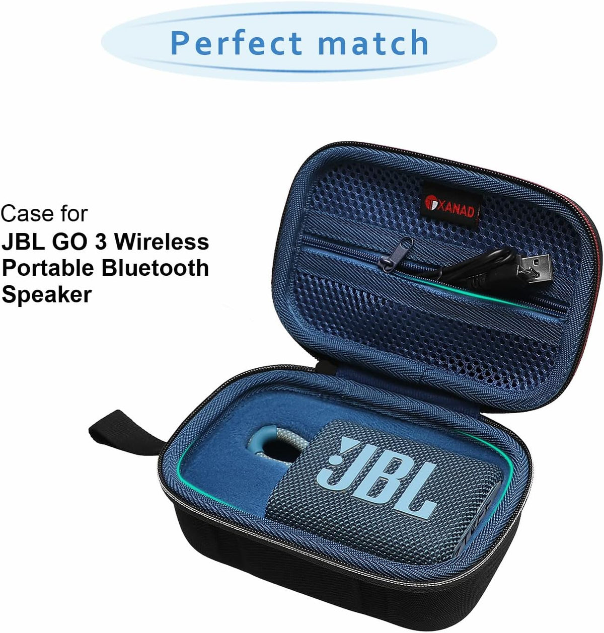 XANAD Blue Travel Protective Carrying Case for JBL Go3 / Go 3 Eco Portable Wireless Bluetooth Speaker
