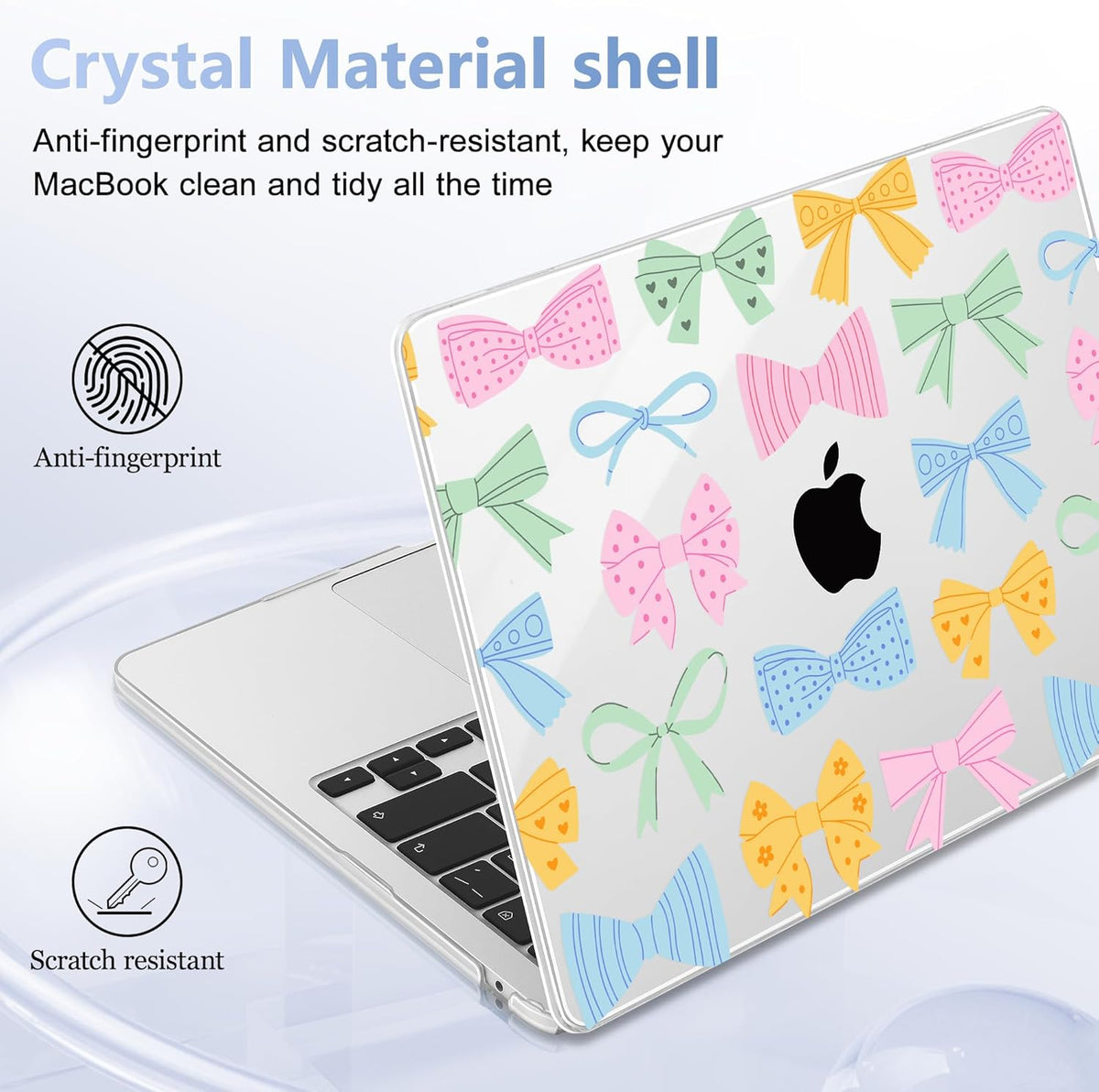 Case for MacBook Air 15 Inch 2025 2024 2023 Release M4 A3241 M3 A3114 M2 A2941, Hard Shell with Screen Protector & Keyboard Cover, Compatible with Touch ID, Colorful Bow