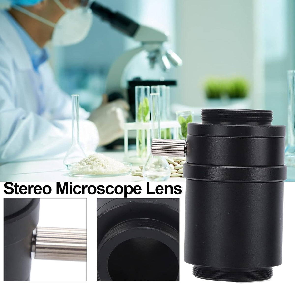 Microscope Adapter, 1× C Mount Lens Adapter for CCD Camera and Trinocular Stereo Microscope