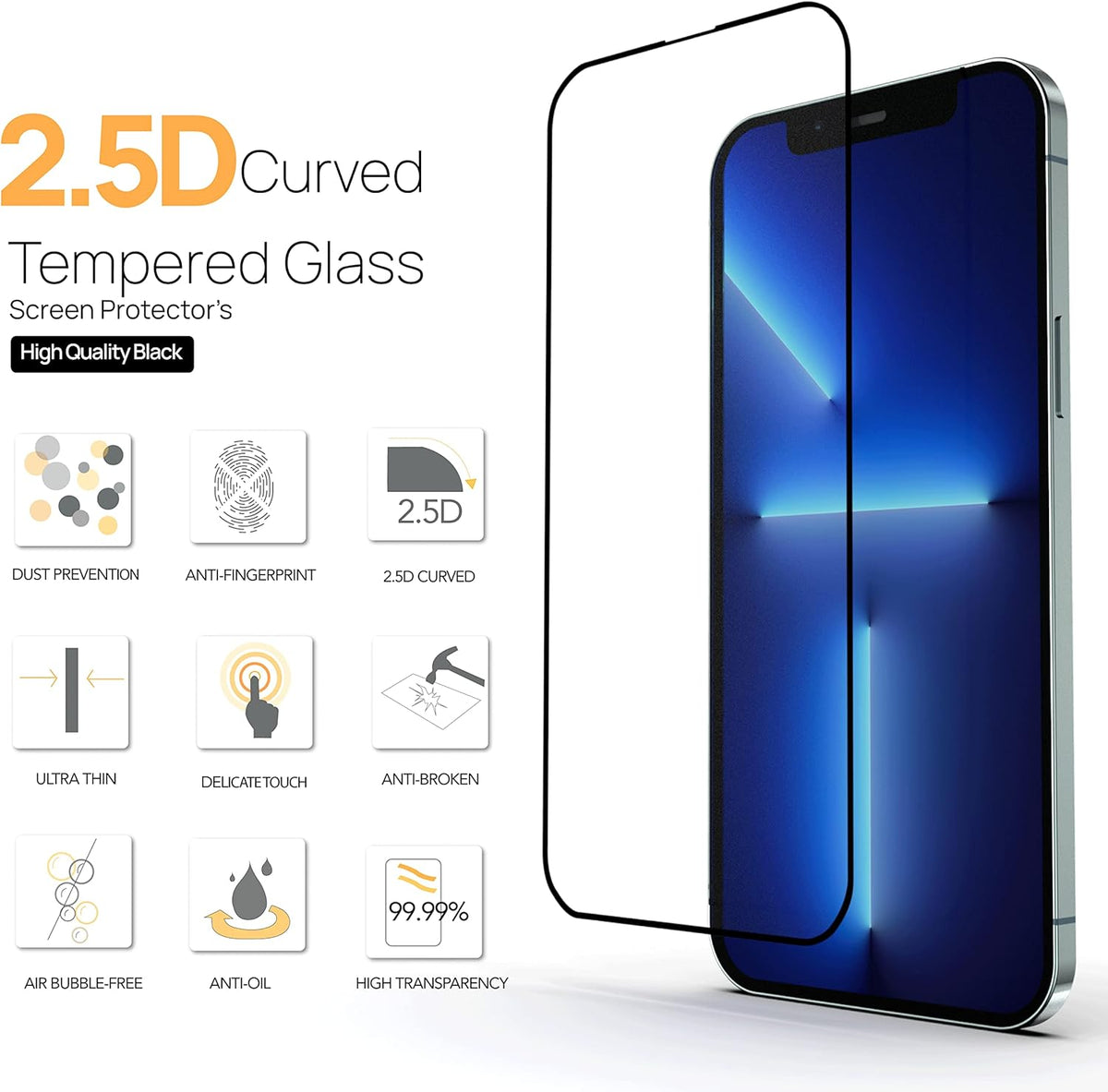 IceSword HD Clear Tempered Glass Screen Protector for iPhone 15 Pro Max (6.7 inch) 9H Hardness [Shatterproof]