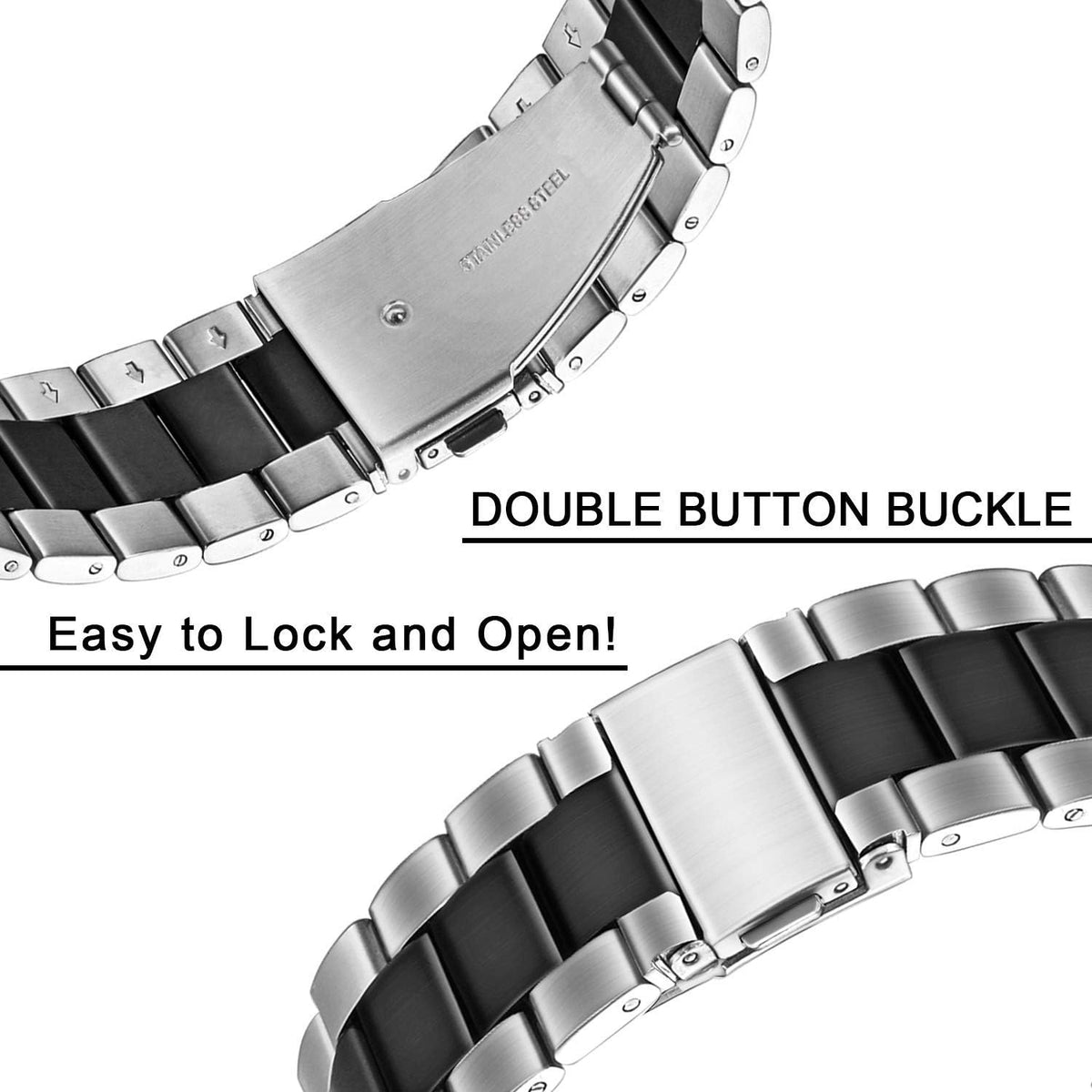 Compatible with EIGIIS K55 Smartwatch Bands, Lamshaw Stainless Steel Replacement Strap for PUREROYI, EIGIIS, Bassizo,